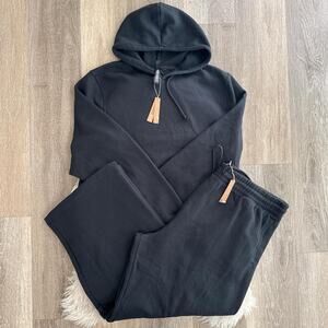 NWT SKIMS Lounge Fleece Pullover Hoodie/Pant Men’s Set - Washes Onyx